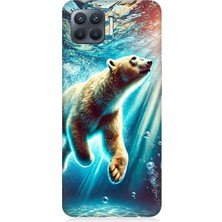 Oppo Reno 4 Lite Uyumlu Suda Dans Eden Ayı  Desenli Silikon Kılıf
