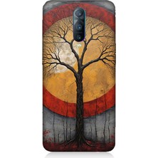 Oppo Rx 17 Pro Uyumlu Sarı Kırmızı Ağaç Gölgesi  Desenli Silikon Kılıf