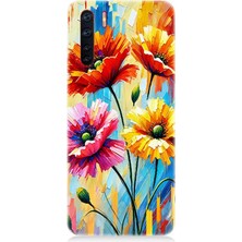 Oppo Reno 3 Uyumlu Bahar Esintisinde Renkli Papatyalar  Desenli Silikon Kılıf