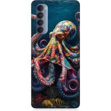 Oppo Reno 4 Pro Uyumlu Derinliklerde Sekiz Kol Ahtapot  Desenli Silikon Kılıf