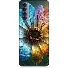 Oppo Reno 4 Pro Uyumlu Yaprakta Gökkuşağı Çiçek  Desenli Silikon Kılıf
