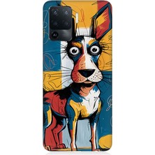 Oppo Reno 5 Lite Uyumlu Çizgilerle Renkli Köpek  Desenli Silikon Kılıf