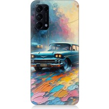 Oppo Reno 5 Uyumlu Renkli Yol Üzerinde Araba  Desenli Silikon Kılıf