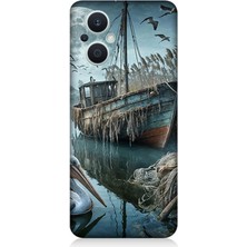 Oppo Reno 7 Lite 5g Uyumlu Ay Işığında Eski Gemi  Desenli Silikon Kılıf