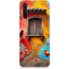 Oppo Reno 3 Uyumlu Pencerede Renkli Kuşlar  Desenli Silikon Kılıf