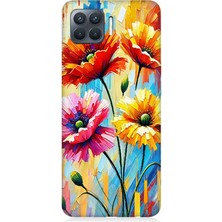 Oppo Reno 4 Lite Uyumlu Bahar Esintisinde Renkli Papatyalar  Desenli Silikon Kılıf