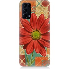 Oppo Reno 5 Pro Uyumlu Kiremit Desende Renkli Çiçek  Desenli Silikon Kılıf