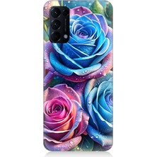 Oppo Reno 5 Pro Uyumlu Gökkuşağı Renkli Güller  Desenli Silikon Kılıf