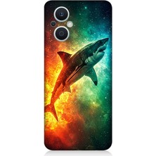 Oppo Reno 7 Lite 5g Uyumlu Uzayda Parlayan Yalnız Köpekbalığı  Desenli Silikon Kılıf