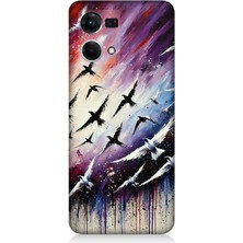 Oppo Reno 7 Uyumlu Renk Yağmurunda Kuşlar Uçuşu  Desenli Silikon Kılıf