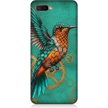 Oppo Rx 17 Neo Uyumlu Turkuaz Zeminde Sinek Kuşu  Desenli Silikon Kılıf