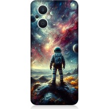 Oppo Reno 7 Lite 5g Uyumlu Galakside Yalnız Astronot  Desenli Silikon Kılıf