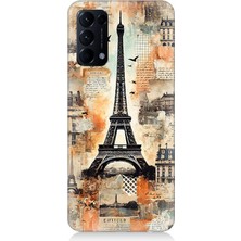 Oppo Reno 5 Uyumlu Kahverengi Eyfel Kompozisyonu  Desenli Silikon Kılıf