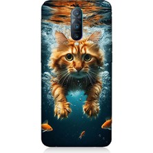Oppo Rx 17 Pro Uyumlu Suda Yüzen Kedi  Desenli Silikon Kılıf