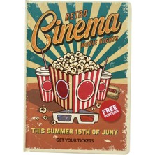 Retro Cinema Movie Night Tasarımlı Sert Baskı Kapak Defter