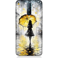 Oppo Rx 17 Pro Uyumlu Yağmurda Sarı Şemsiye Altında  Desenli Silikon Kılıf