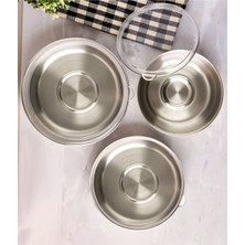 Çelik 3'lü Saklama Kabı ve 24CM Rendeli Saklama Kabı 11 Parça Set