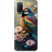 Oppo A72 Uyumlu Çiçekler Arasında Kuş  Desenli Silikon Kılıf