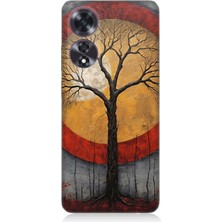 Oppo A60 Uyumlu Sarı Kırmızı Ağaç Gölgesi  Desenli Silikon Kılıf