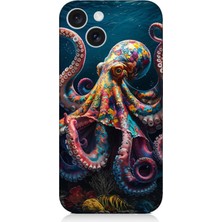 Apple iPhone 15 Uyumlu Derinliklerde Sekiz Kol Ahtapot  Desenli Silikon Kılıf