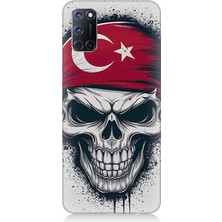 Oppo A92 Uyumlu Bayraklı Kuru Kafa  Desenli Silikon Kılıf