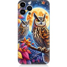Apple iPhone 14 Pro Uyumlu Dallarda Bilge Baykuşlar  Desenli Silikon Kılıf