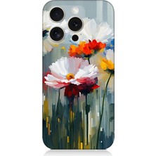 Apple iPhone 16 Pro Uyumlu Soyut Çiçek Dokunuşları  Desenli Silikon Kılıf