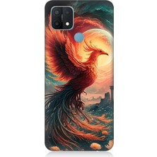 Oppo A15 Uyumlu Alevden Yükselen Anka  Desenli Silikon Kılıf