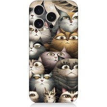 Apple iPhone 16 Pro Max Uyumlu Meraklı Gözlü Kediler  Desenli Silikon Kılıf