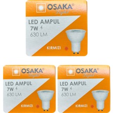 (3 adet) Osaka 7W Kırmızı IŞIK GU10 Duylu LED Çanak Ampul