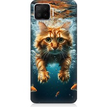 Oppo A73 Uyumlu Suda Yüzen Kedi  Desenli Silikon Kılıf