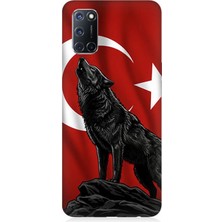 Oppo A52 Uyumlu Ay Yıldızlı Uluyan Kurt  Desenli Silikon Kılıf