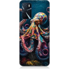Oppo A55 Uyumlu Derinliklerde Sekiz Kol Ahtapot  Desenli Silikon Kılıf