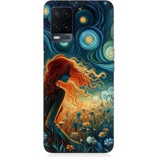 Oppo A54 Uyumlu Yıldızlarla Uyuyan Kadın  Desenli Silikon Kılıf