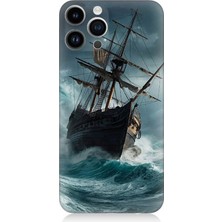 Apple iPhone 14 Pro Max Uyumlu Fırtınada Eski Gemi  Desenli Silikon Kılıf