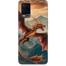 Oppo A54 Uyumlu Dağların Üzerinde Ejderha  Desenli Silikon Kılıf