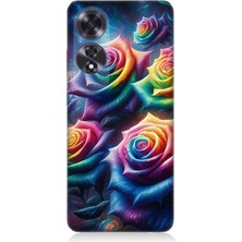 Oppo A60 Uyumlu Gökkuşağı Güllerin Patlaması  Desenli Silikon Kılıf