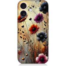 Apple iPhone 16 Uyumlu Rüzgarda Yalnız Çiçekler  Desenli Silikon Kılıf
