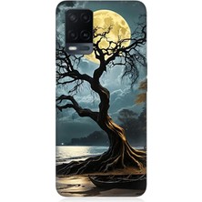 Oppo A54 Uyumlu Dolunay Altında Kurumuş Ağaç  Desenli Silikon Kılıf