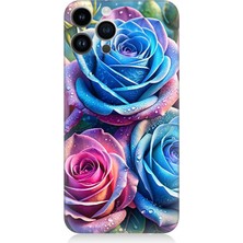 Apple iPhone 13 Pro Max Uyumlu Gökkuşağı Renkli Güller  Desenli Silikon Kılıf