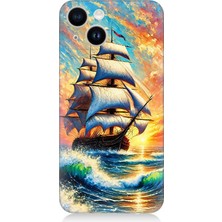 Apple iPhone 13 Uyumlu Fırtınada Yelkenli Gücü  Desenli Silikon Kılıf