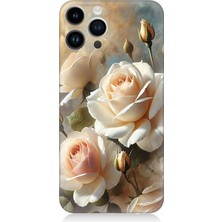 Apple iPhone 13 Pro Uyumlu Krem Beyaz Güllerin Sessizliği  Desenli Silikon Kılıf