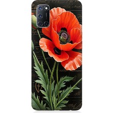 Oppo A52 Uyumlu Kırmızı Gelincik Hatırası  Desenli Silikon Kılıf