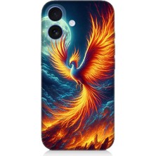 Apple iPhone 16 Plus Uyumlu Ateşle Dans Eden Anka  Desenli Silikon Kılıf