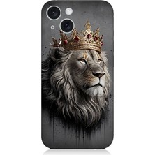 Apple iPhone 15 Uyumlu Kral Aslanın Gururlu Bakışı  Desenli Silikon Kılıf