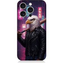 Apple iPhone 15 Pro Max Uyumlu Sokakta Deri Ceketli Kartal  Desenli Silikon Kılıf