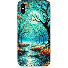 Apple iPhone Xs Max Uyumlu Buzlu Ormanda Sonbahar Yolu  Desenli Silikon Kılıf