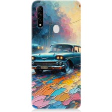 Oppo A31 Uyumlu Renkli Yol Üzerinde Araba  Desenli Silikon Kılıf