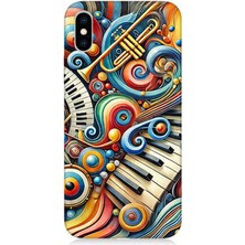 Apple iPhone Xs Uyumlu Müzikte Soyut Renk Patlaması  Desenli Silikon Kılıf