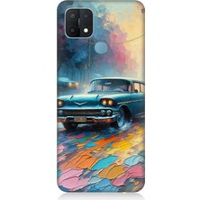 Oppo A15 Uyumlu Renkli Yol Üzerinde Araba  Desenli Silikon Kılıf